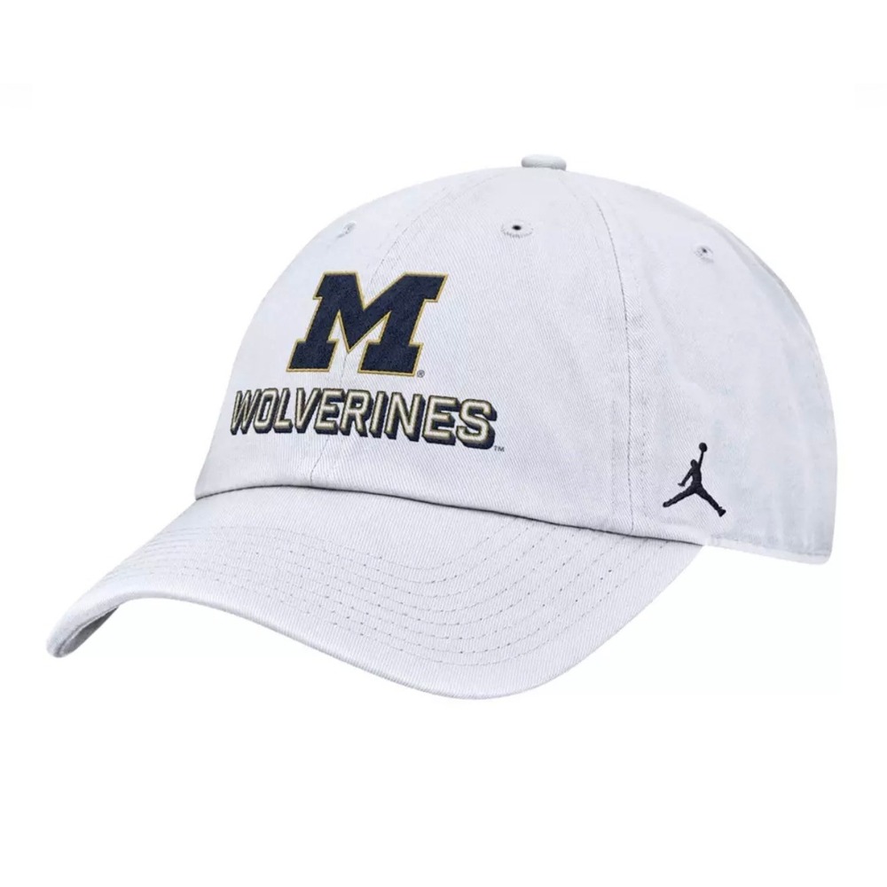 Jordan Michigan Wolverines White Game Day Club Adjustable Hat Adult M/L NEW